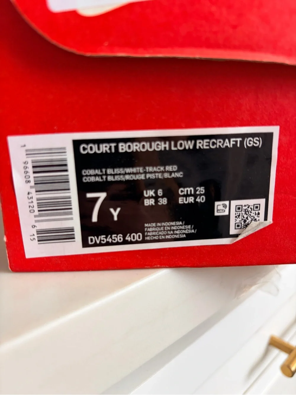 Nike Court Borough Low Recraft GS Top Sneakers in Red, Mint, Lavender & White 7Y